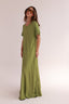 V SHORT SLEEVES SATIN DRESS