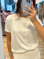 ROUND DETAIL SATIN TOP