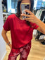 ROUND DETAIL SATIN TOP