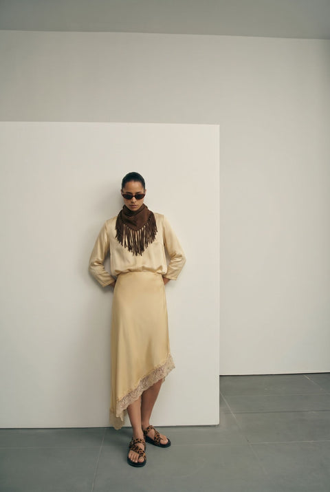 JUPE SATIN ASYMÉTRIQUE