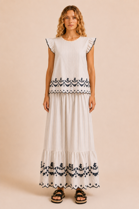 EMBROIDED SET SKIRT