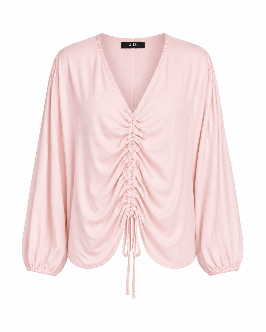 DETAIL PLEATED SATIN SHIRT