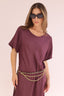 V SHORT SLEEVES SATIN DRESS