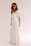 V SHORT SLEEVES SATIN DRESS