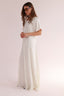 V SHORT SLEEVES SATIN DRESS