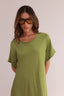 V SHORT SLEEVES SATIN DRESS