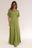 V SHORT SLEEVES SATIN DRESS