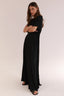V SHORT SLEEVES SATIN DRESS