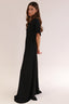 V SHORT SLEEVES SATIN DRESS