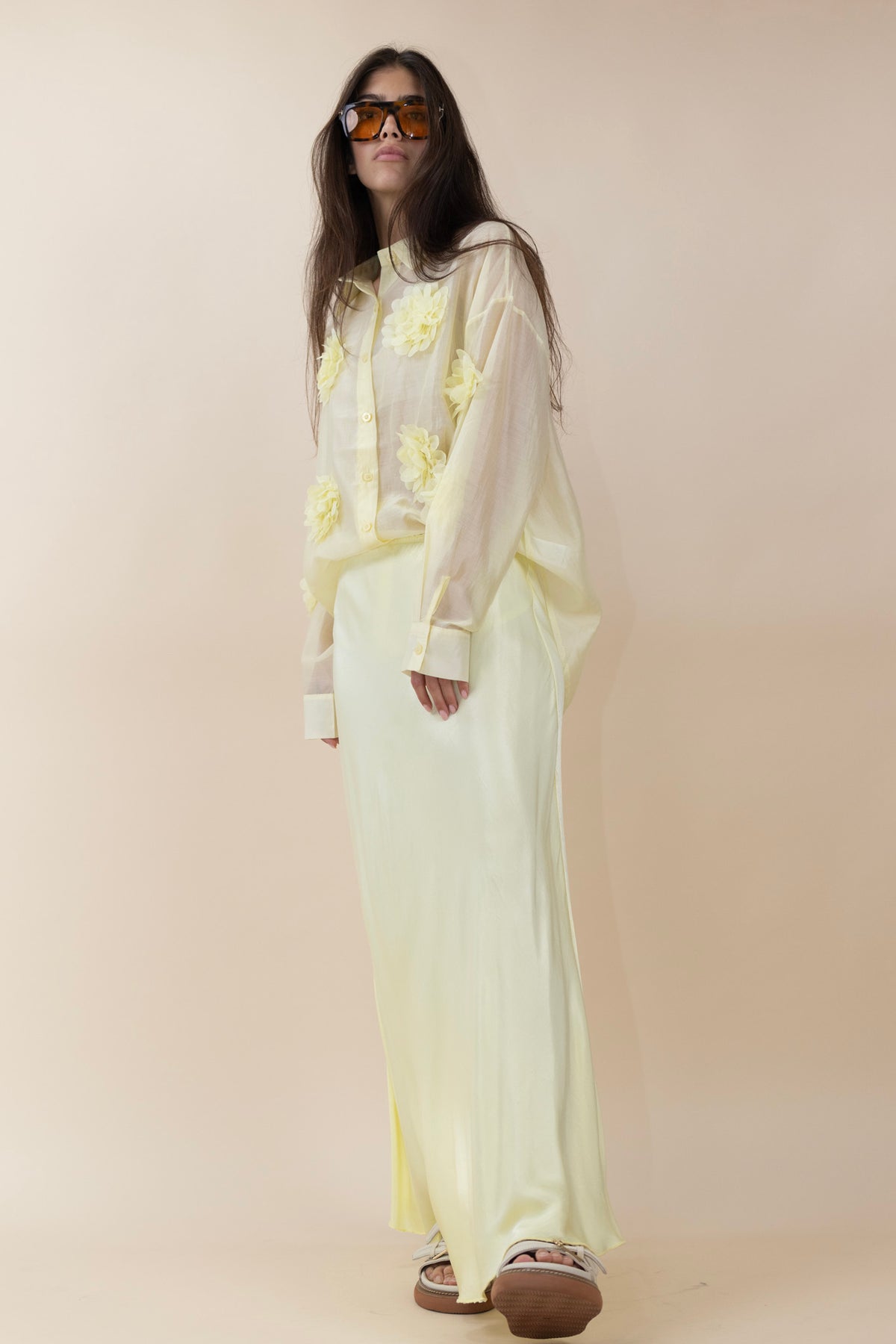 JUPE LONGUE SATIN DROITE