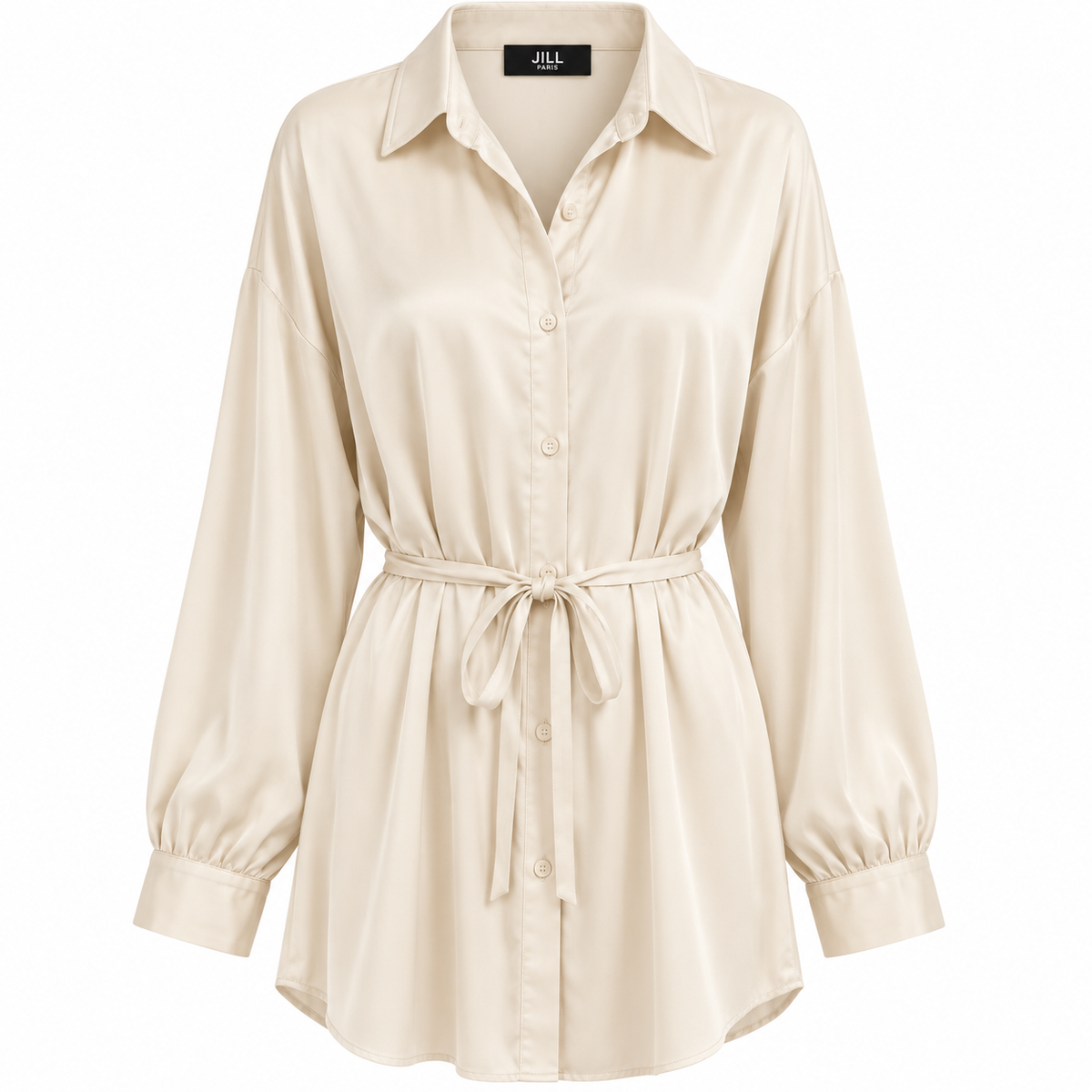 WAISTLINE SATIN SHIRT
