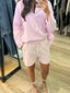 STRIPED LINEN SHORT