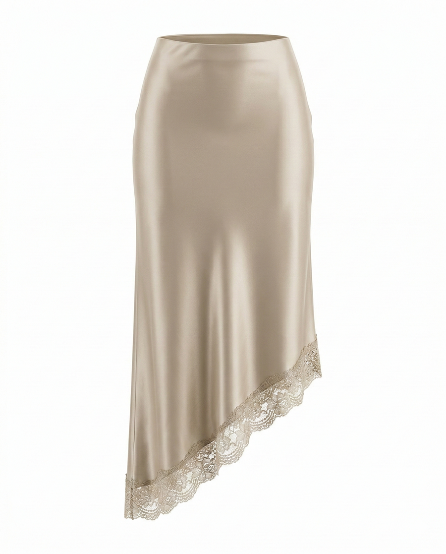 ASYMMETRICAL SATIN SKIRT