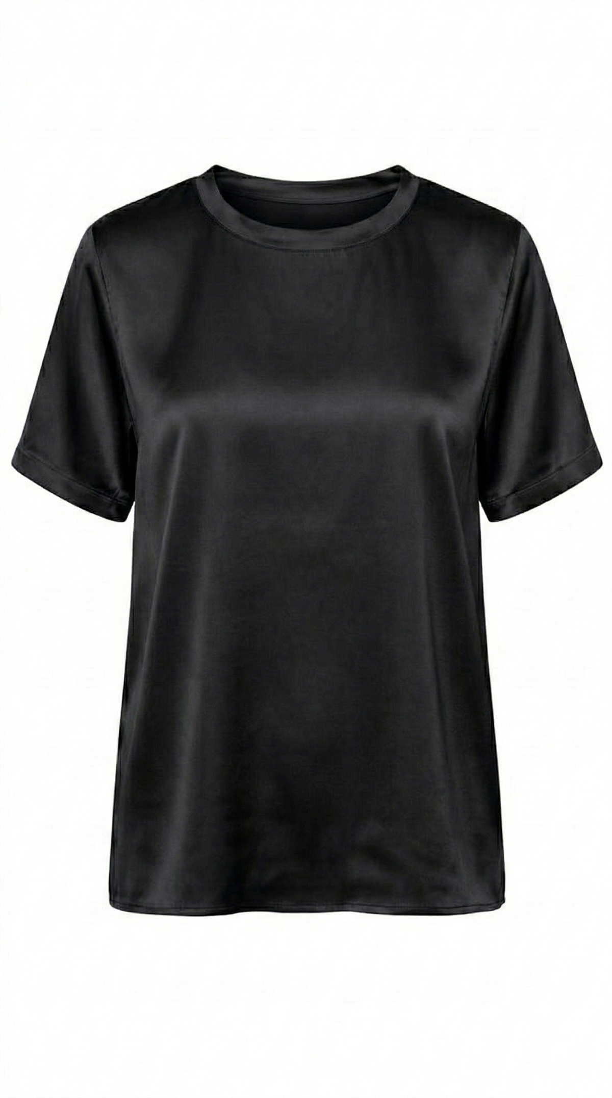 TOP SATIN COL ROND