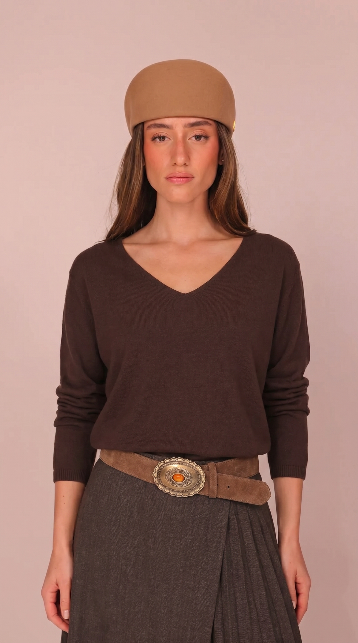 TOP VISCOSE MANCHES LONGUES COL V