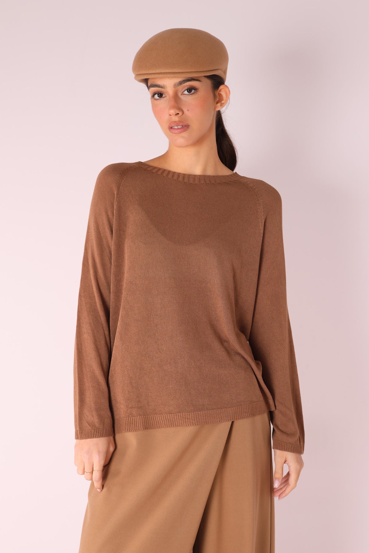 TOP VISCOSE MANCHES LONGUES COL ROND