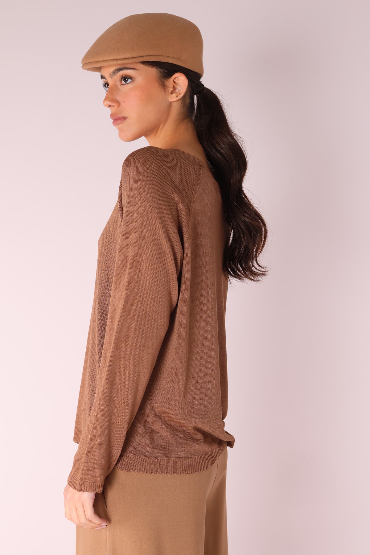 TOP VISCOSE MANCHES LONGUES COL ROND