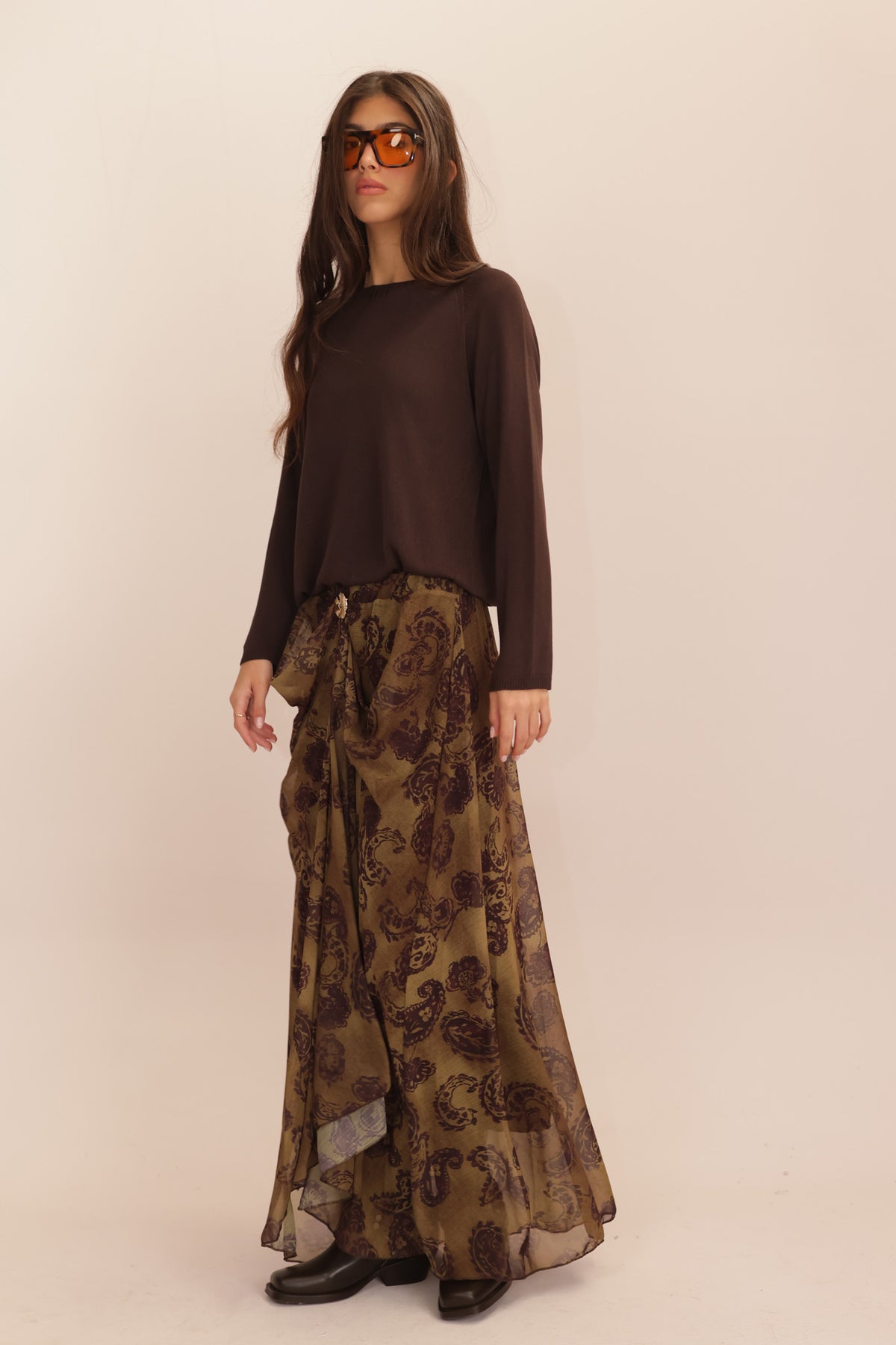 TOP VISCOSE MANCHES LONGUES COL ROND