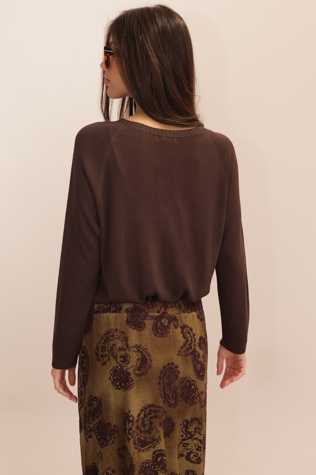 TOP VISCOSE MANCHES LONGUES COL ROND