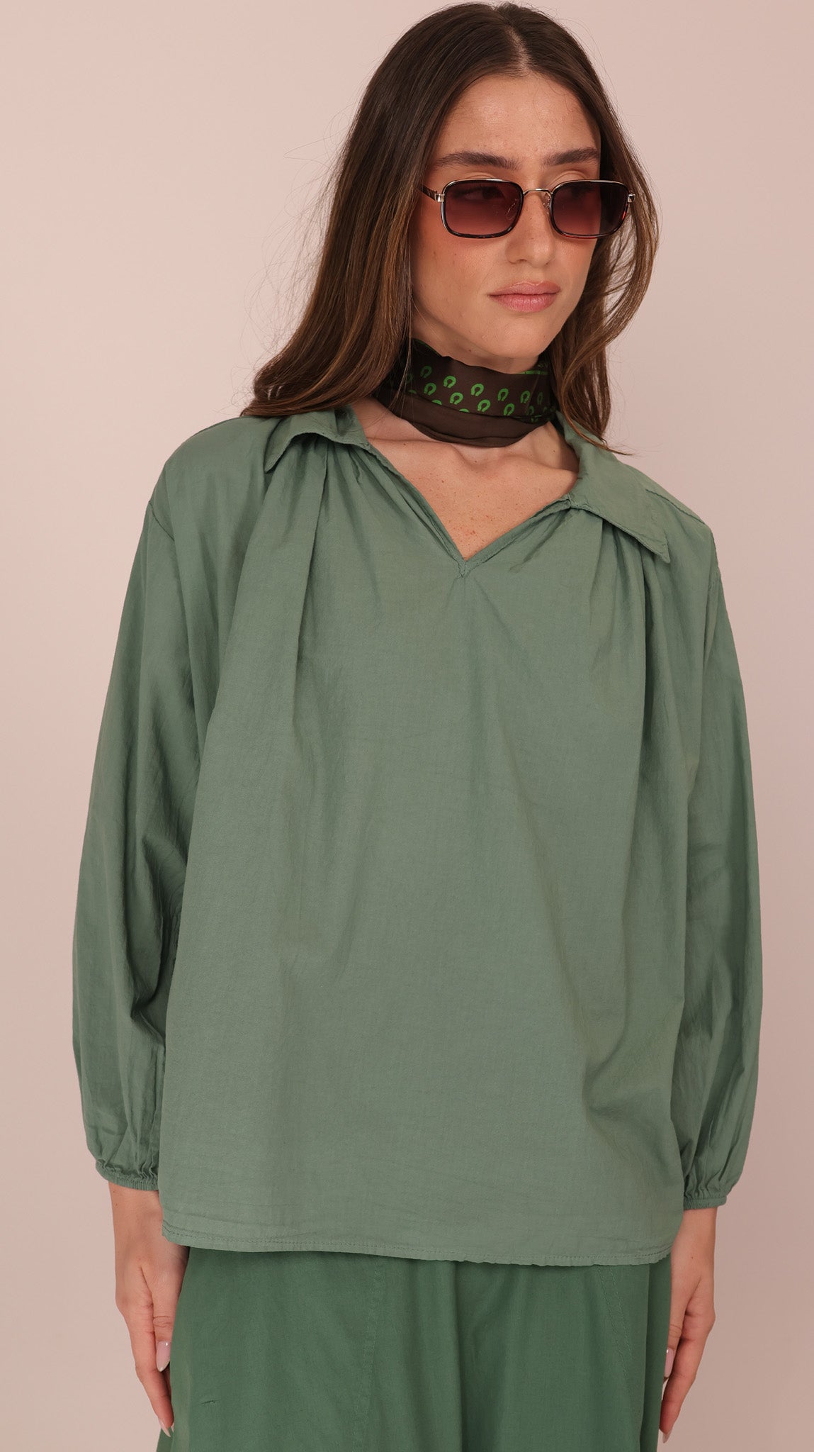 BLOUSE COTON COL OUVERT