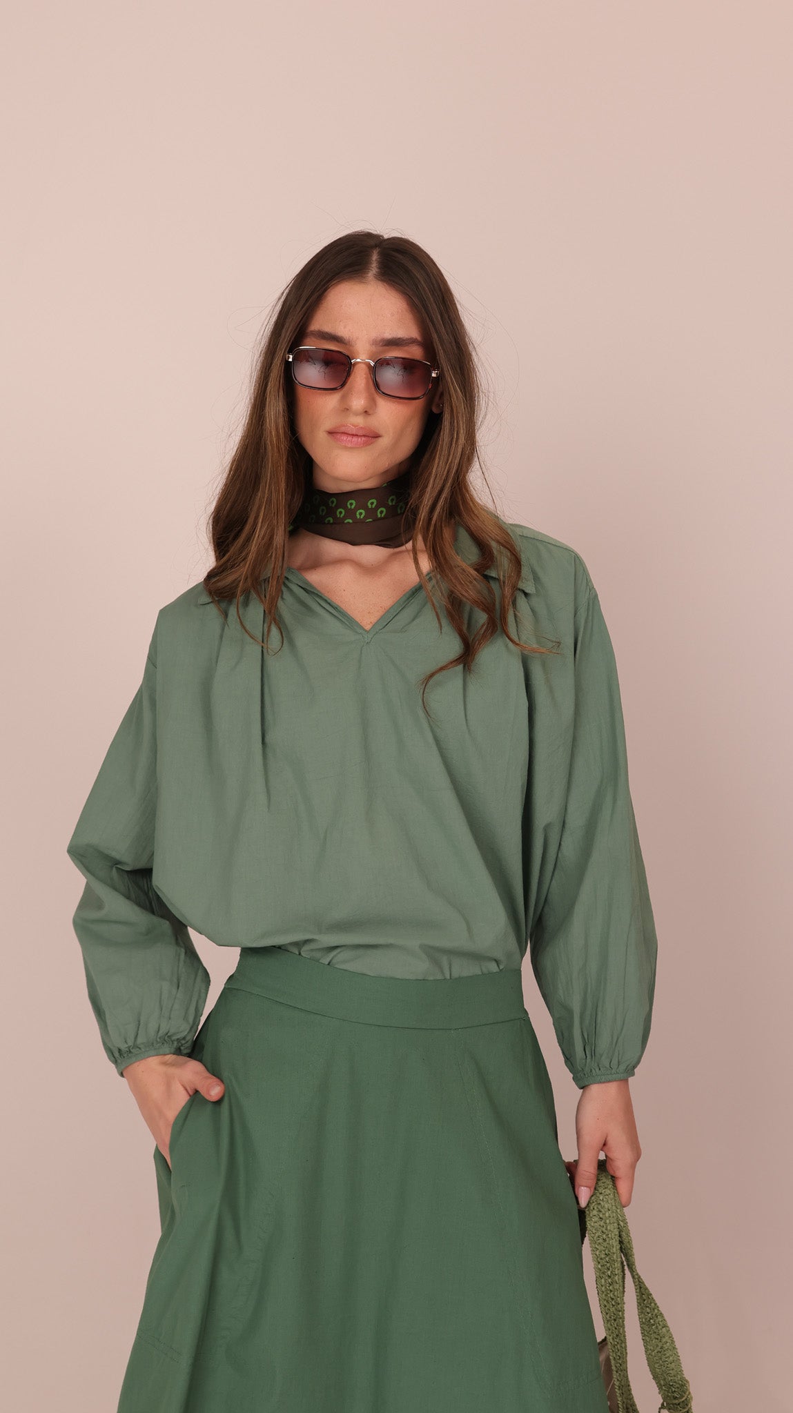 BLOUSE COTON COL OUVERT