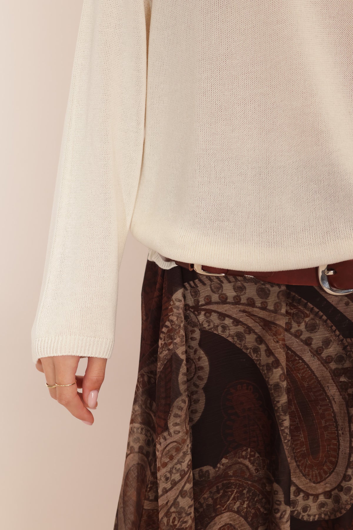 TOP VISCOSE MANCHES LONGUES COL ROND