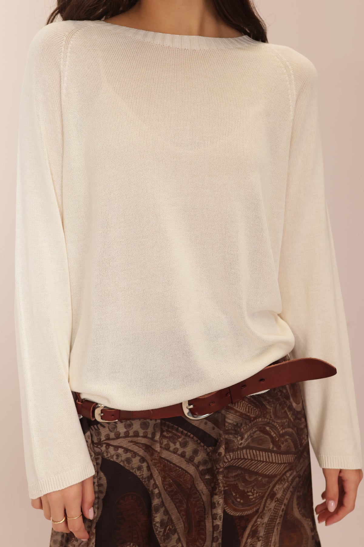 TOP VISCOSE MANCHES LONGUES COL ROND