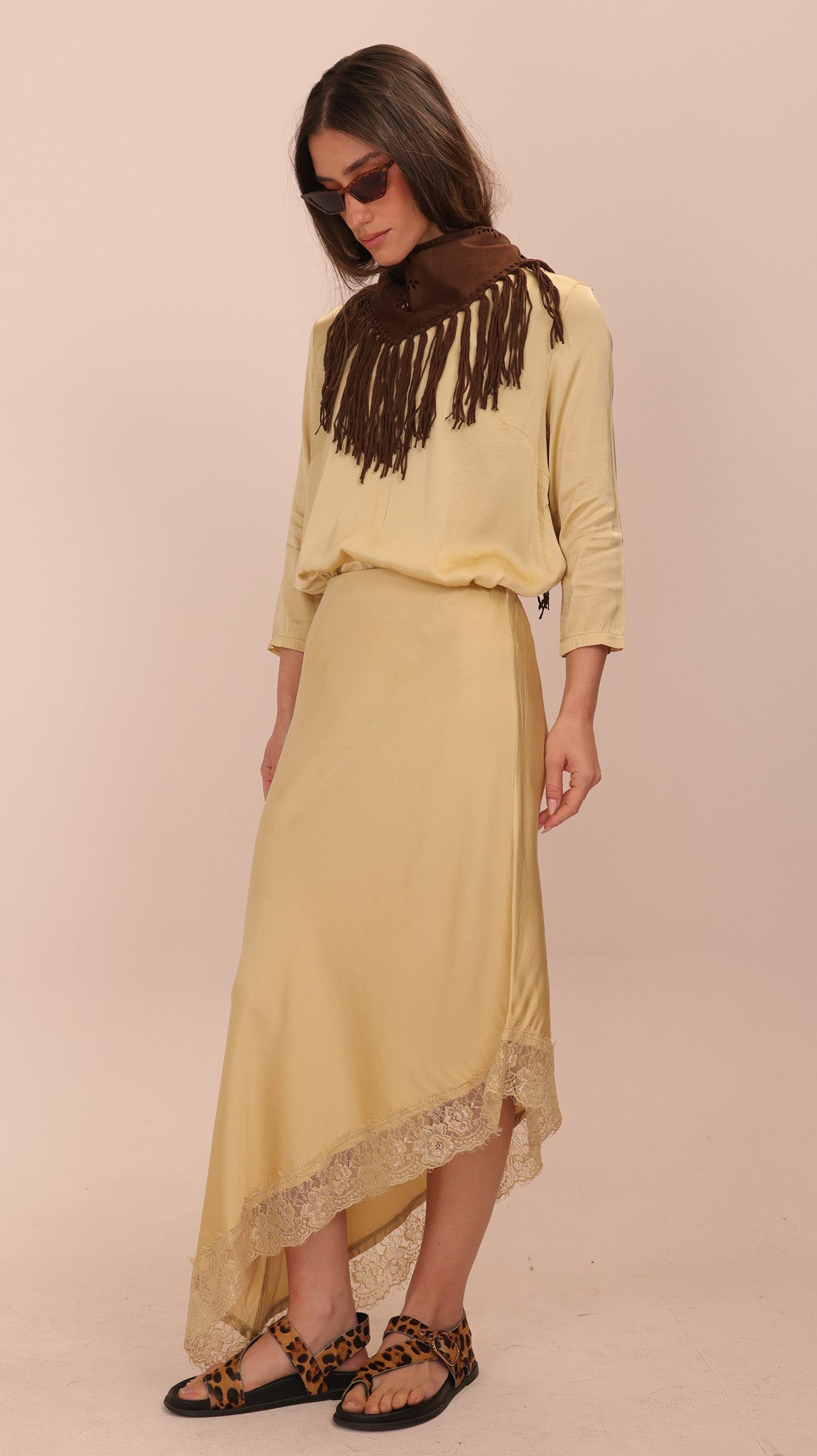 ASYMMETRICAL SATIN SKIRT