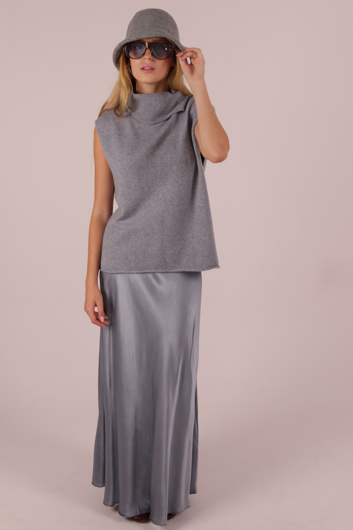 JUPE LONGUE SATIN DROITE