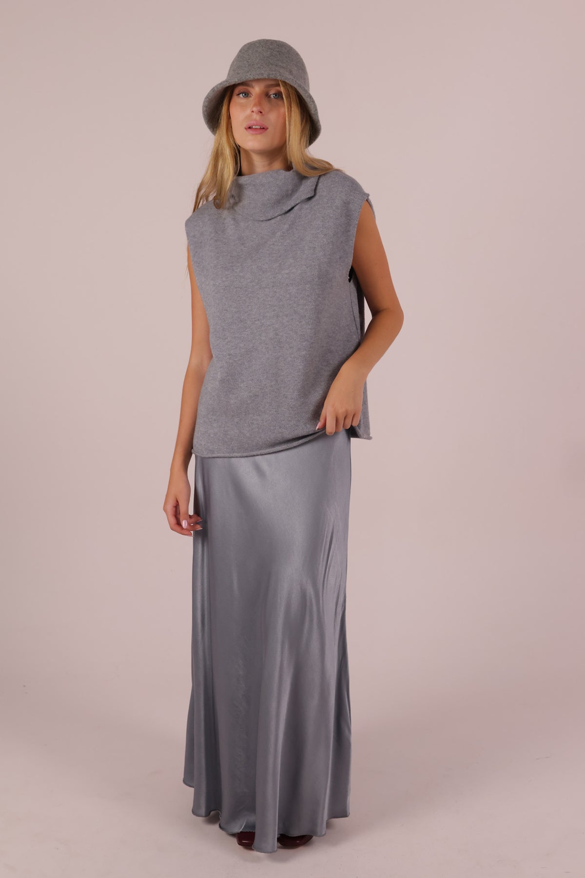 JUPE LONGUE SATIN DROITE