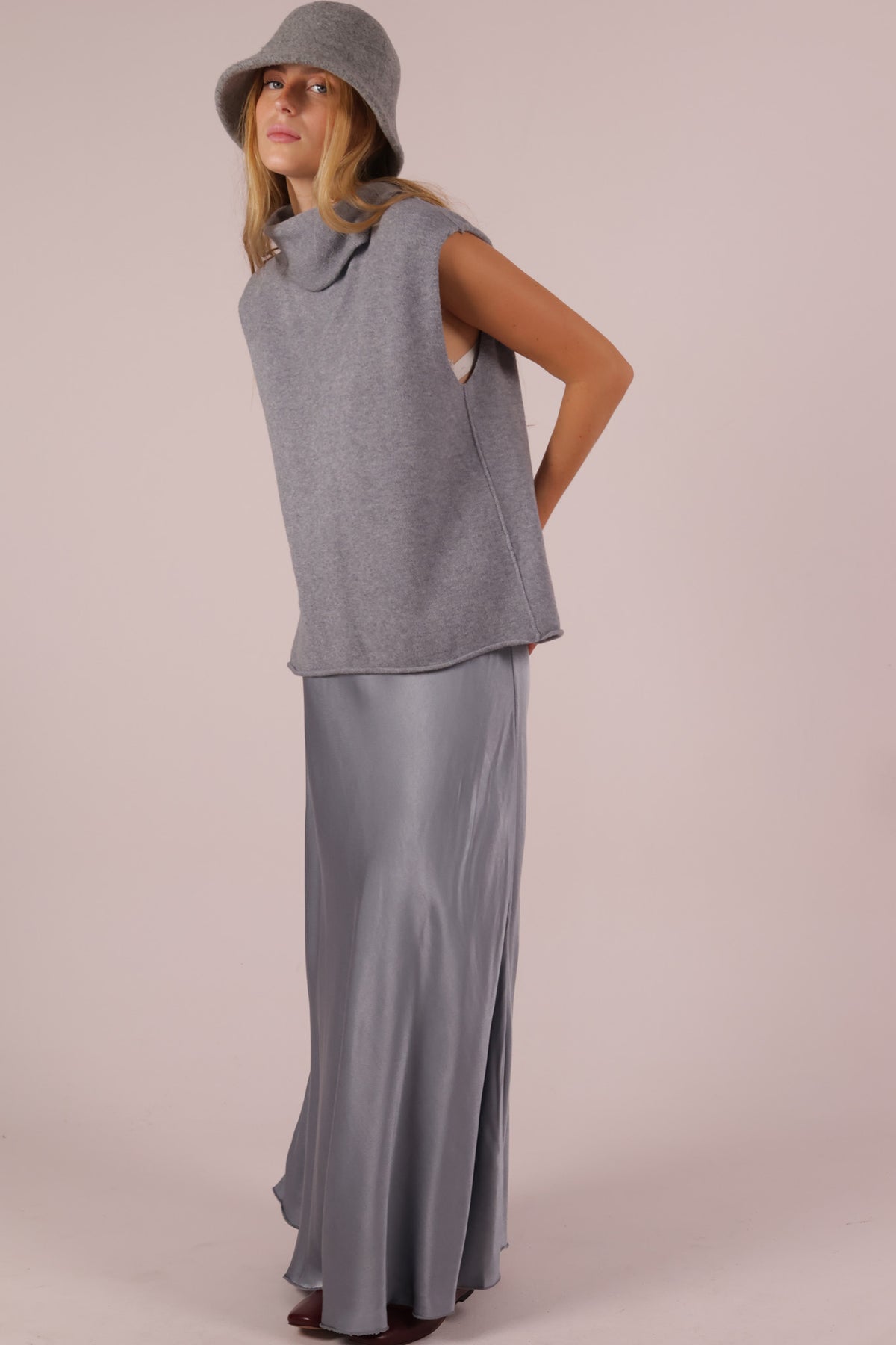 JUPE LONGUE SATIN DROITE
