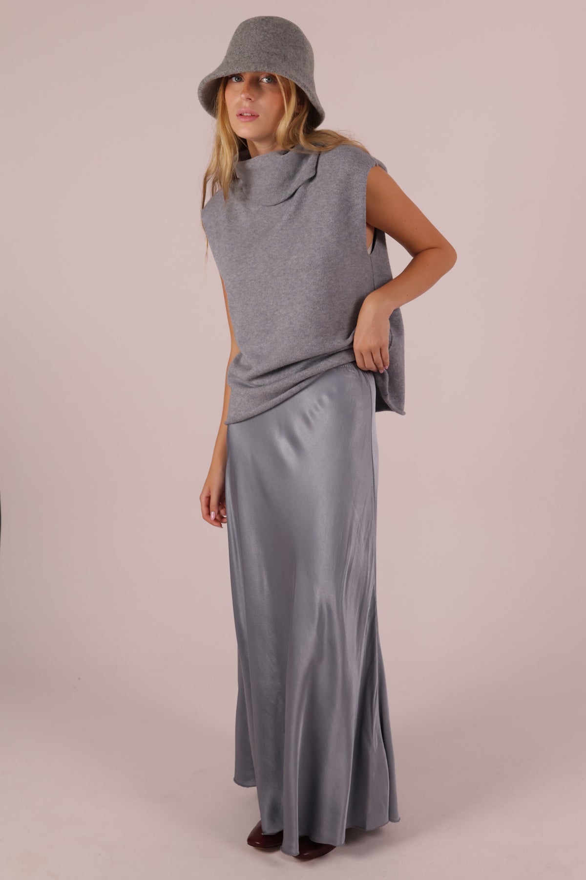 JUPE LONGUE SATIN DROITE