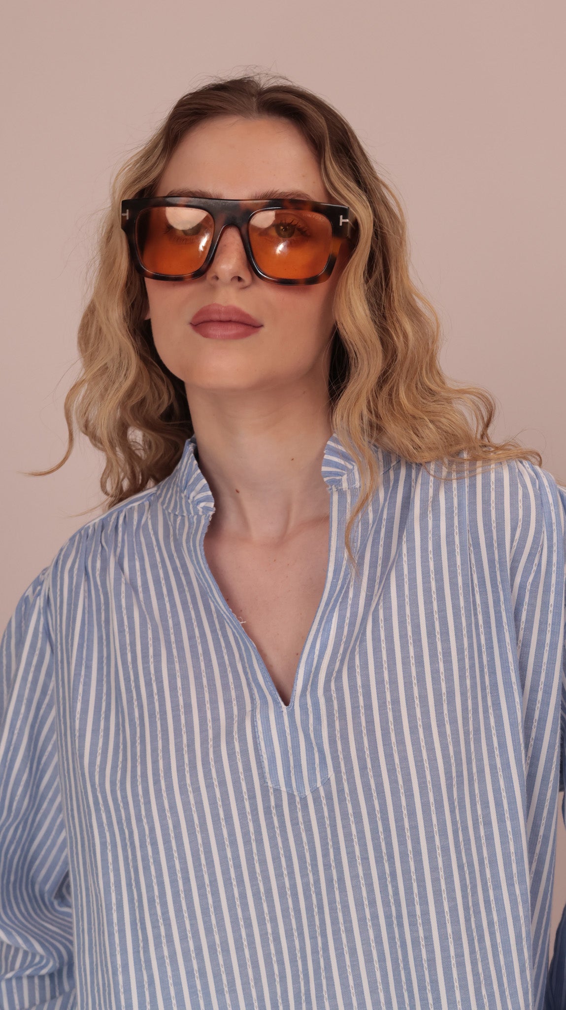 CHEMISE RAYÉE COL TRAVAILLÉ