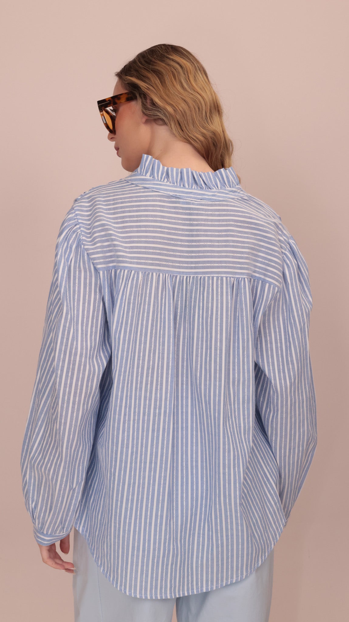 CHEMISE RAYÉE COL TRAVAILLÉ