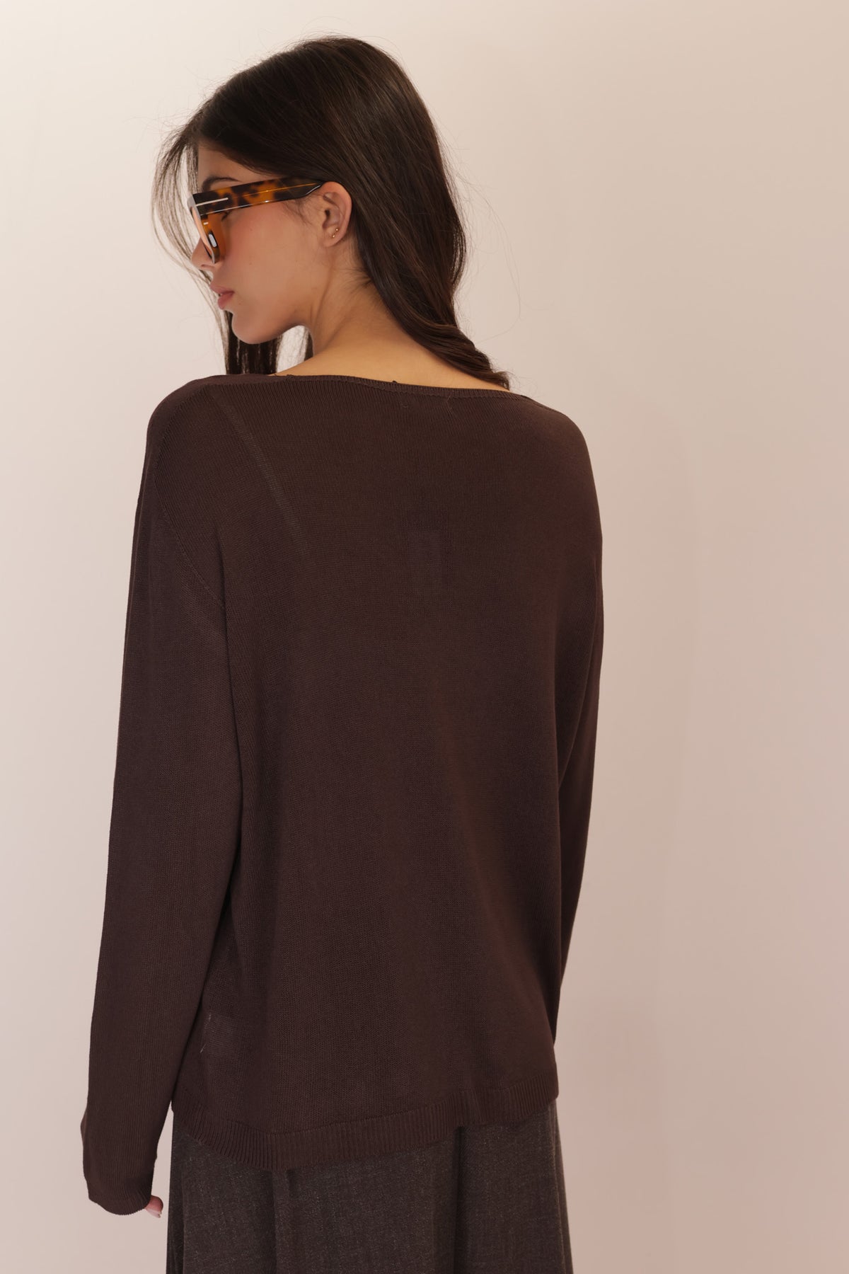 TOP VISCOSE MANCHES LONGUES COL V
