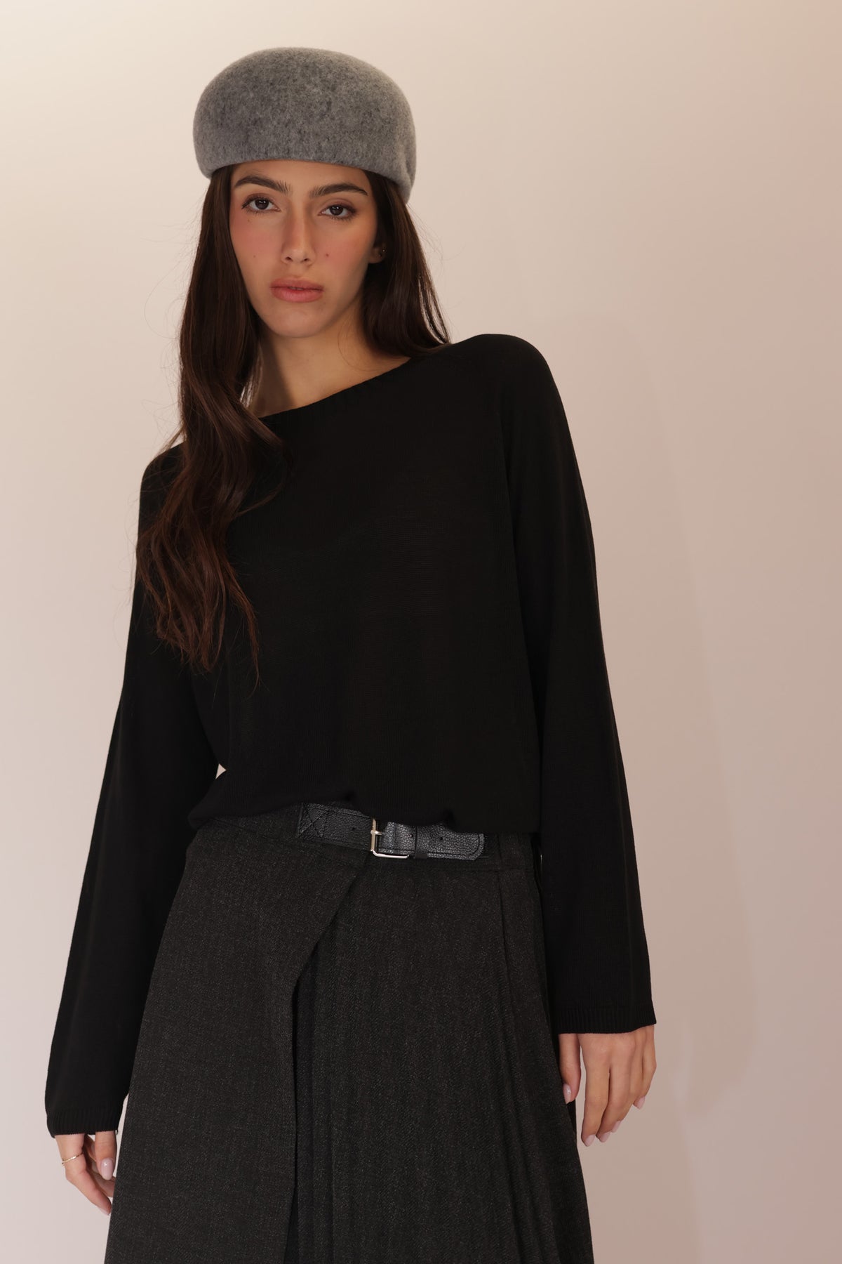 TOP VISCOSE MANCHES LONGUES COL ROND