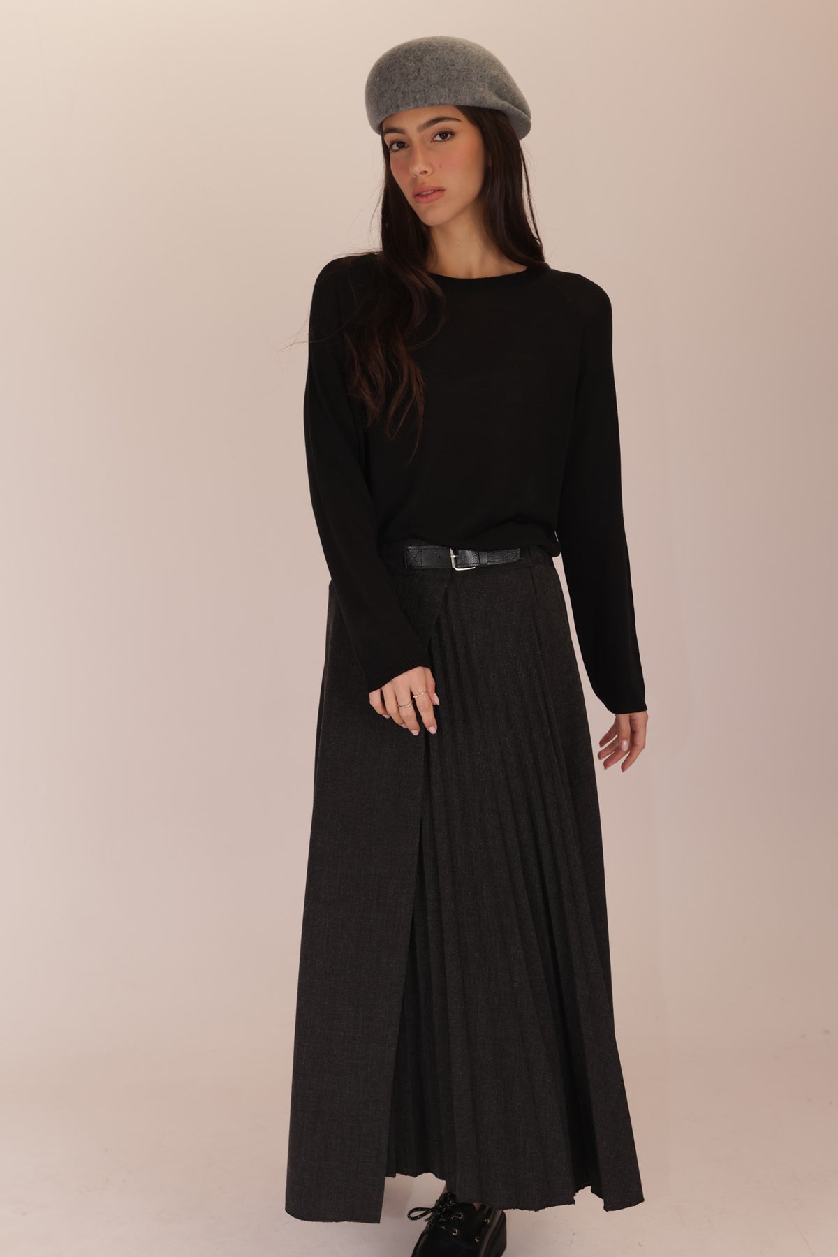 TOP VISCOSE MANCHES LONGUES COL ROND