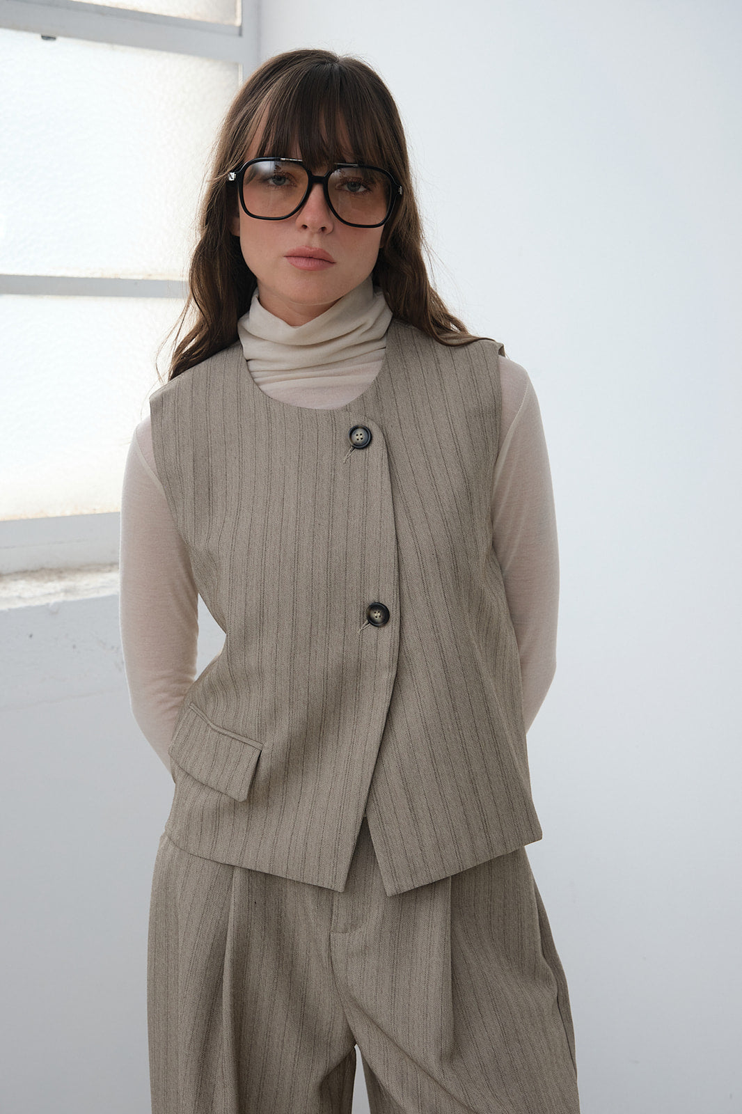 BLAZER SANS MANCHES À RAYURES