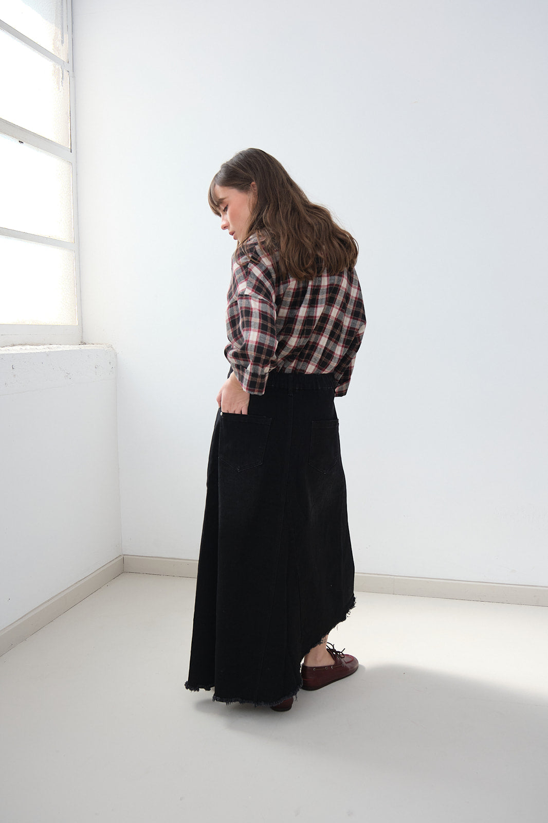ASYMMETRICAL DENIM SKIRT