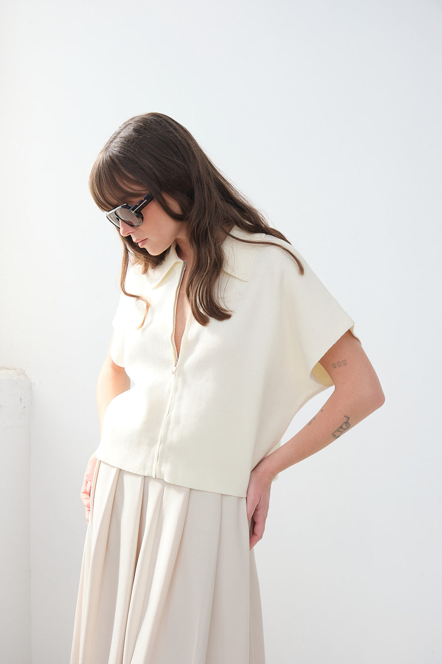 ZIP POLO CROP TOP