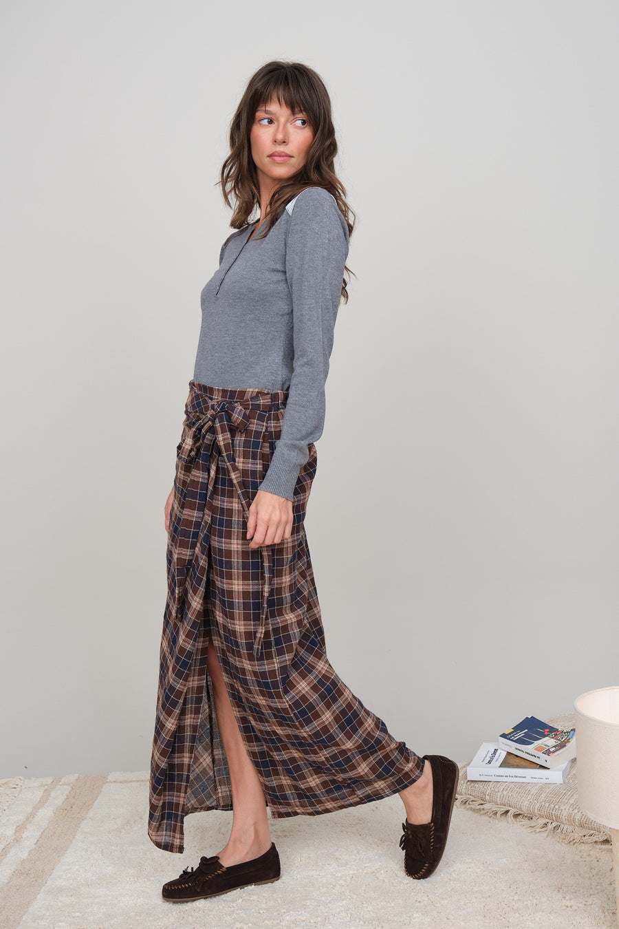 CHECKED THIN SKIRT