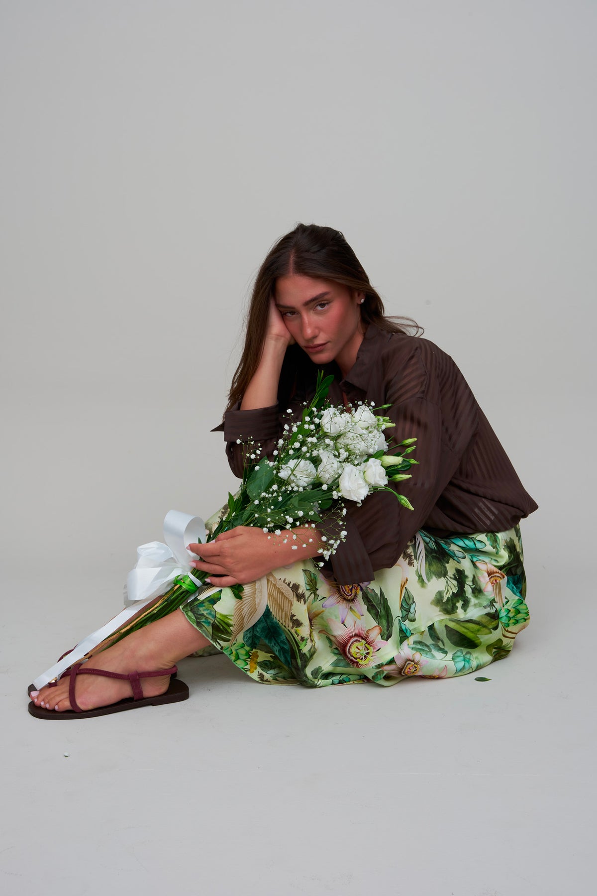 JUPE SIENNA FLEURIE VERTE