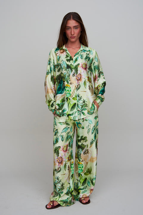 GREEN FLOWER PANTS