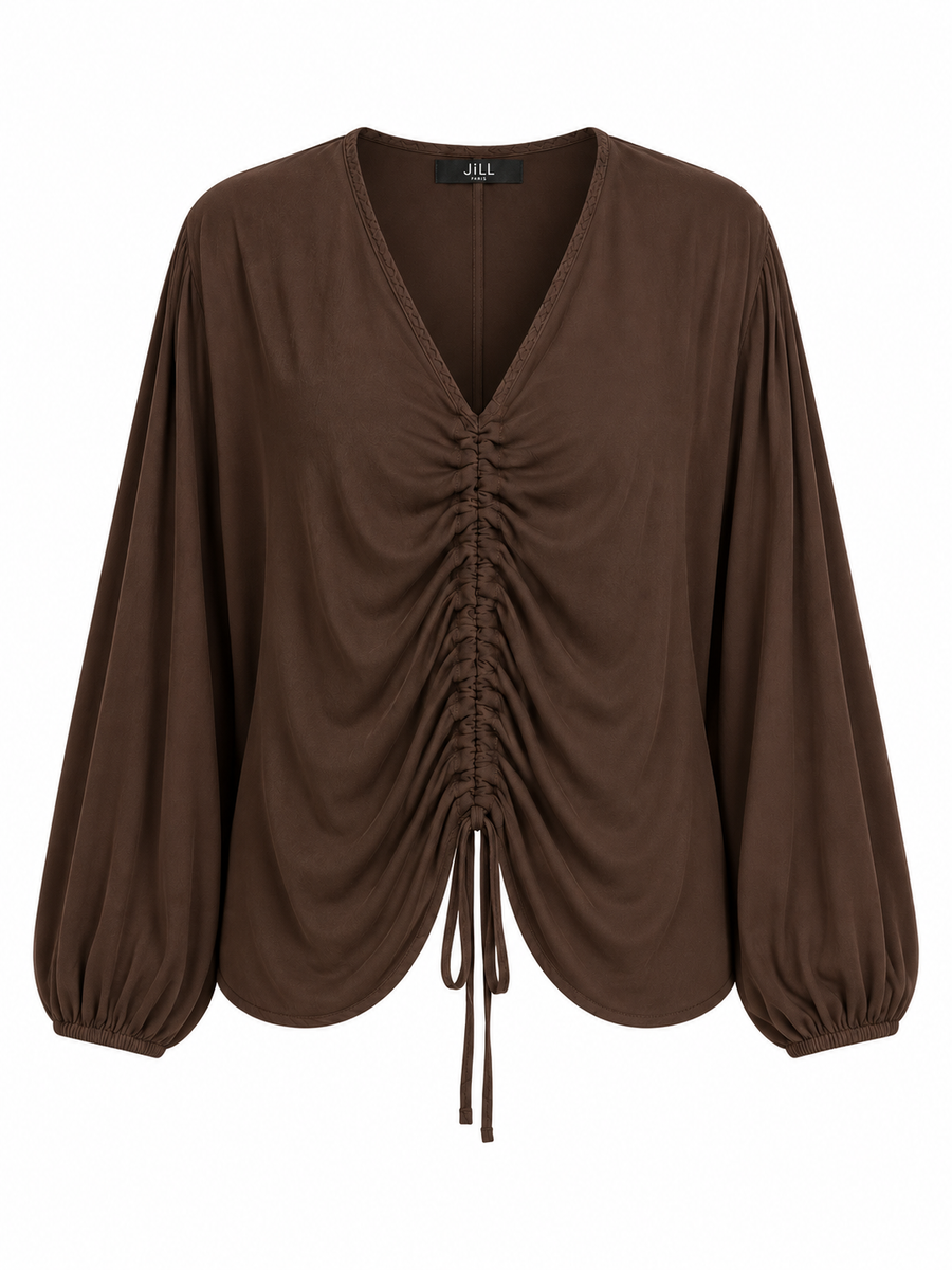 DETAIL PLEATED SATIN SHIRT